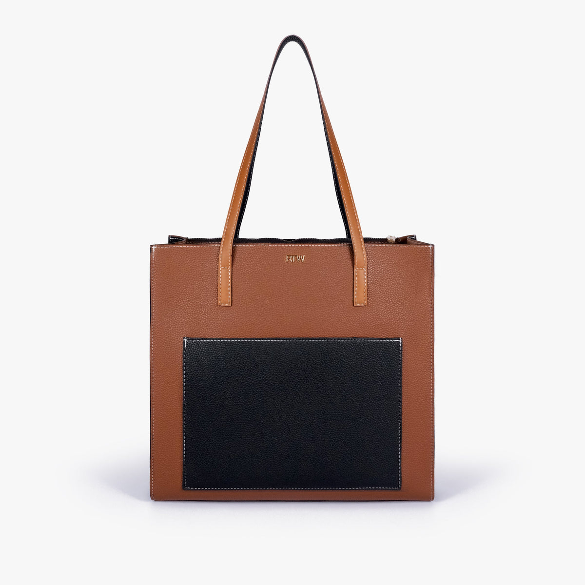Espresso color blocking tote