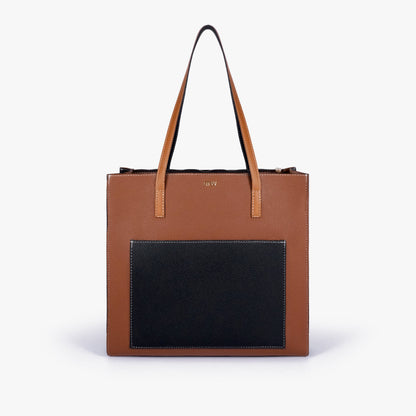 Espresso color blocking tote