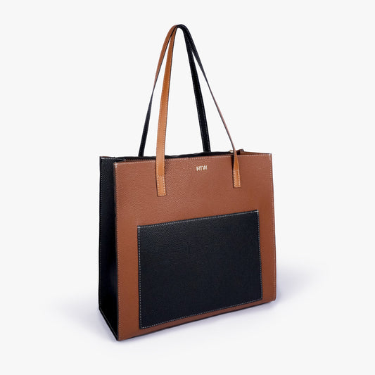 Espresso color blocking tote