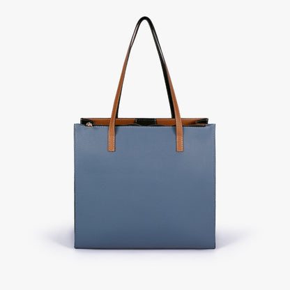 Indigo color blocking tote