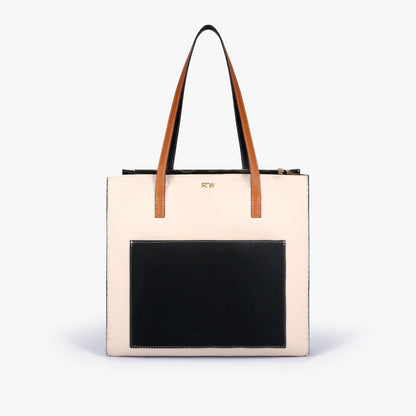 Monochrome color blocking tote