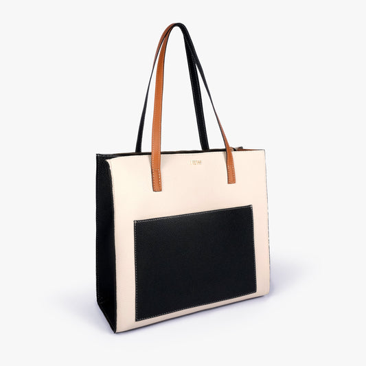 Monochrome color blocking tote